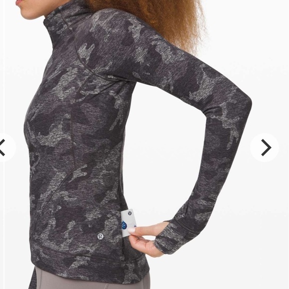 Lululemon Outrun the Elements 1/2 Zip Incognito Camo HTR Black 8 EUC - Picture 5 of 9